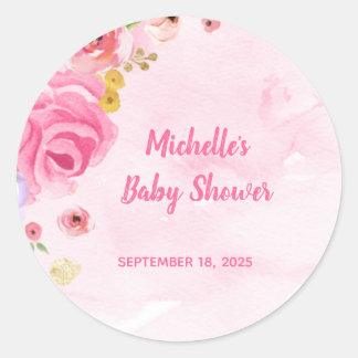 Sticker Rond Floral Rose Gold Girls Aquarelle