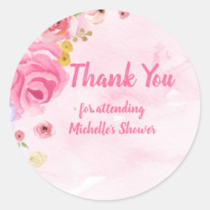 Sticker Rond Floral Rose Gold Girls Aquarelle Merci