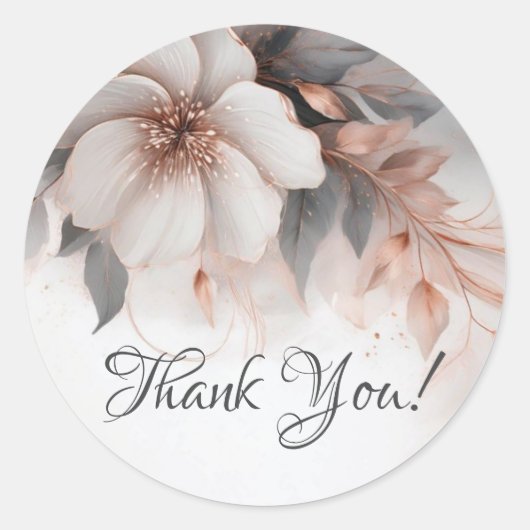 Sticker Rond Floral Rose Gold Thank You (Devant)