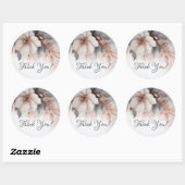 Sticker Rond Floral Rose Gold Thank You (Feuille)