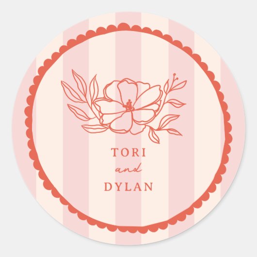 Sticker Rond Floral rose Mariage de bande tropicale (Devant)