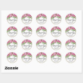 Sticker Rond Floral rose -Merci (Feuille)