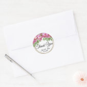 Sticker Rond Floral rose -Merci (Enveloppe)