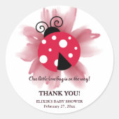Sticker Rond Floral rose mignon Notre petit Baby shower de bug (Devant)