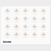 Sticker Rond Floral rose mignon Un lapin 1er anniversaire Merci (Feuille)