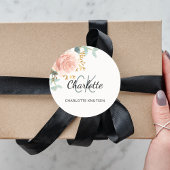 Sticker Rond Floral rose or verdure merci