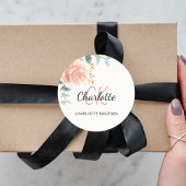 Sticker Rond Floral rose or verdure merci