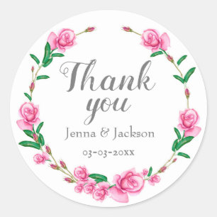 Sticker Rond Floral rose pastel