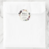 Sticker Rond Floral rose pourpre 50e Merci d'anniversaire (Sac)