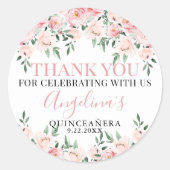 Sticker Rond Floral Rose Quinceañera (Devant)