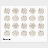 Sticker Rond Floral rose rose blanc pivoine beige Mariage (Feuille)