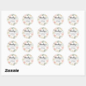 Sticker Rond Floral rose rustique 100e anniversaire Merci (Feuille)