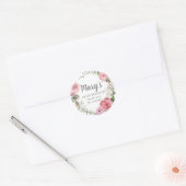 Sticker Rond Floral rose rustique 100e anniversaire Merci (Enveloppe)