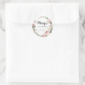 Sticker Rond Floral rose rustique 100e anniversaire Merci (Sac)