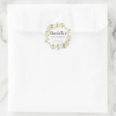 Sticker Rond Floral rose rustique 90e anniversaire Merci (Sac)