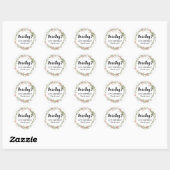 Sticker Rond Floral rose rustique 90e anniversaire Merci (Feuille)