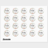 Sticker Rond Floral rose rustique 90e anniversaire Merci (Feuille)