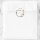 Sticker Rond Floral rose rustique 90e anniversaire Merci (Sac)