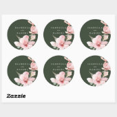 Sticker Rond Floral Rose vert Magnolia Mariage (Feuille)