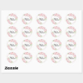 Sticker Rond Floral rose Vous êtes invité (Feuille)