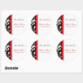 Sticker Rond Floral rouge et noir Enregistrer la date... (Feuille)