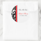 Sticker Rond Floral rouge et noir Enregistrer la date... (Sac)
