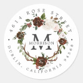 Sticker Rond Floral rustique | Boho Botanical Return Adresse (Devant)