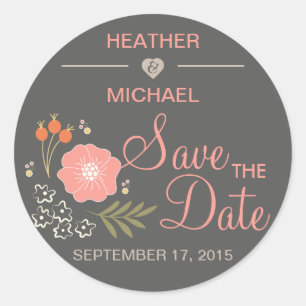 Sticker Rond Floral rustique Enregistrer la date