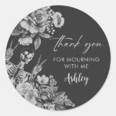 Sticker Rond Floral Skull RIP Twenties 30th Birthday Party (Devant)