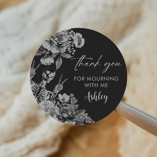 Sticker Rond Floral Skull RIP Twenties 30th Birthday Party