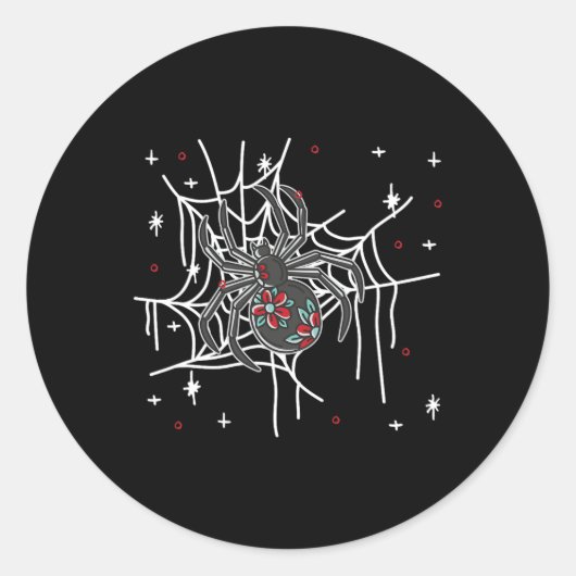 Sticker Rond Floral Spider Web Lazy Costume d'Halloween mignon (Devant)