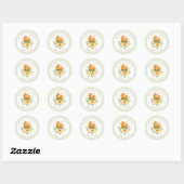 Sticker Rond Floral Storybook Fox Baby Shower Envelope Seals (Feuille)