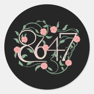 Sticker Rond Floral Subtle Anti Trump 8647 86 47 Boho