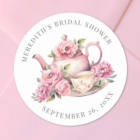Sticker Rond Floral Tea Bridal Shower
