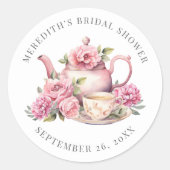 Sticker Rond Floral Tea Bridal Shower (Devant)