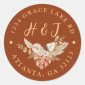 Sticker Rond Floral Terracotta Mariage Adresse de retour (Devant)