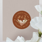 Sticker Rond Floral Terracotta Mariage Adresse de retour
