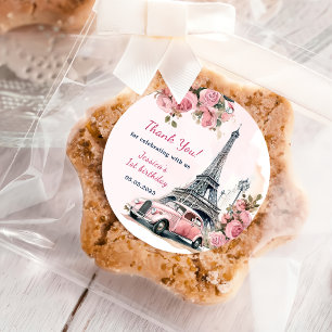 Sticker Rond Floral Tour Eiffel Paris 1er anniversaire