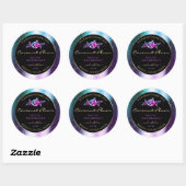 Sticker Rond Floral Turquoise Parties scintillant violet noir É (Feuille)