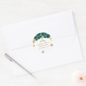 Sticker Rond Floral Vert Or Tiara Butterfly Quinceañera (Enveloppe)