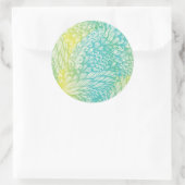 Sticker Rond Floral Vintage Jaune Et Bleu (Sac)