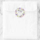 Sticker Rond Floral violet rustique 90e Merci d'anniversaire (Sac)
