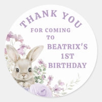 Floral Violet Un Lapin Tournant Un 1Er Anniversair