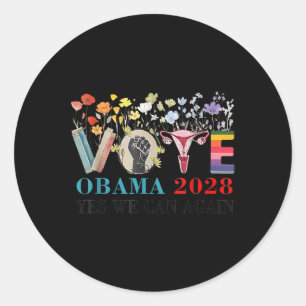 Sticker Rond Floral Vote Obama 2028 Réparons ce Président 202