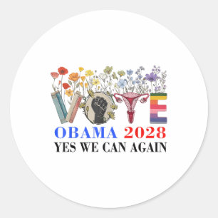 Sticker Rond Floral Vote Obama 2028 Réparons ce Président 202