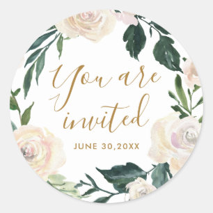 Sticker Rond Floral Vous êtes Invité Fête de la Mère