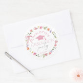 Sticker Rond Floral Widflower Pink Bow Graduation party (Enveloppe)