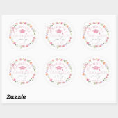 Sticker Rond Floral Widflower Pink Bow Graduation party (Feuille)