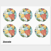 Sticker Rond Florals II de minuit (Feuille)