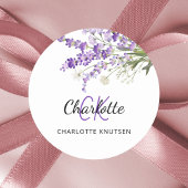 Sticker Rond Floraux de lavande monogrammée